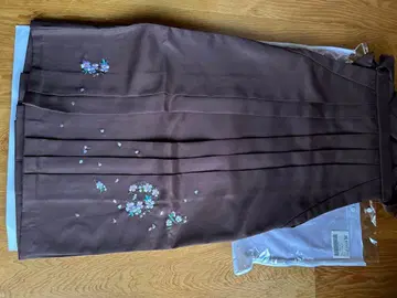 브라운 하카마 미니 꽃무늬 자수 세탁 가능 M 사이즈 졸업식용