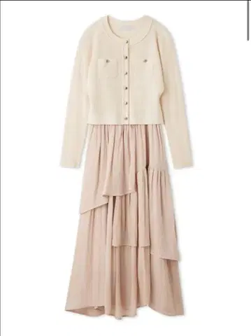 CELFORD 아지메 헴 드레스 & 트리밍 리브 가디건