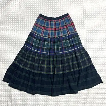 빔즈 보이 롱 스커트 넬 타탄 체크 티어드 BEAMS