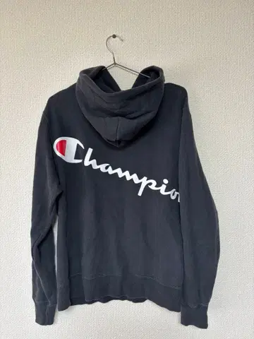 챔피온 백 로고 프린트 후드티 남성용 M 블랙