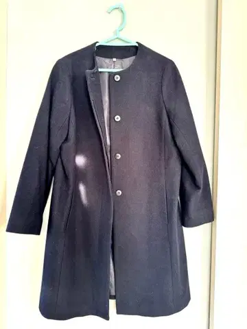 무인양품 울 혼방 롱 코트 L 사이즈 네이비