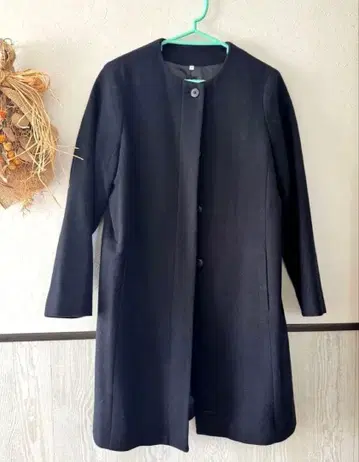 무인양품 울 혼방 롱 코트 L 사이즈 네이비