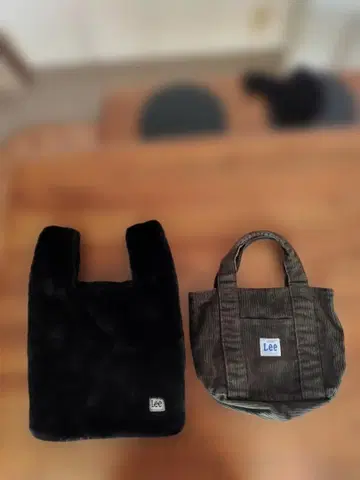 Lee 퍼 토트백 블랙&그린 계열
