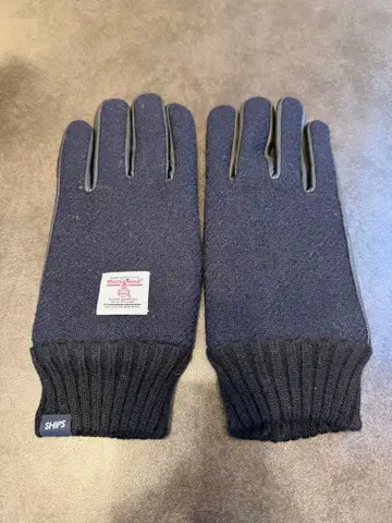 SHIPS 쉽스 x 해리스 트위드 가죽 그로브 장갑 네이비