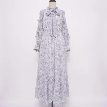 새상품급 아푸와이저 리셰 자카드 프린트 원피스 꽃무늬 파랑 2*LD418