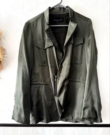 Basile28 올리브 그린 실크 100% 밀리터리 자켓