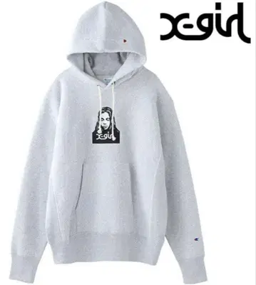 X-girl Champion 콜라보 후디 후드티 그레이