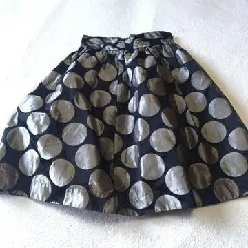 안바리드 블랙&실버 도트 플레어 스커트 일본제 포켓 안감 부착 38