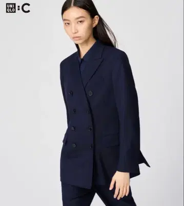 새상품급 25년 UNIQLO:C 테일러드 자켓 더블 브레스트 네이비 L