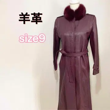 사이즈 M 양가죽 램 가죽 롱 코트 보르도 벨트 포함