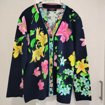 레오나르 가디건 니트 코튼 꽃무늬 올 패턴 여성용 321