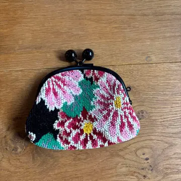 페이러 가마구치 지갑 파우치 꽃무늬