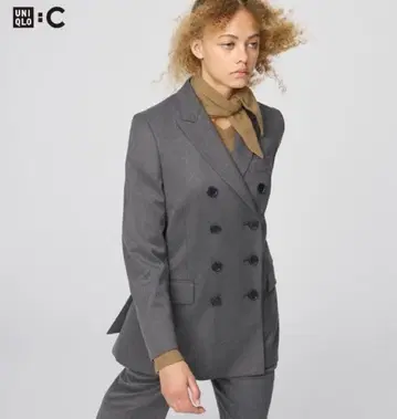 새상품급 25년 UNIQLO:C 테일러드 자켓 더블 브레스트 그레이 L