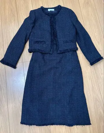 CELFORD 트위드 원피스 자켓 세트 36 네이비