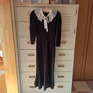 SNIDEL 프릴 장식 블랙 롱 드레스