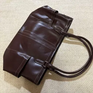브라운 가죽 토트백