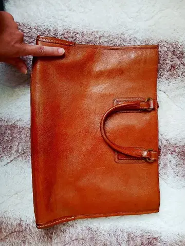 브라운 가죽 비즈니스 핸들 백