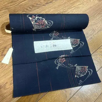 쇼와 레트로 기모노 옷감 꽃무늬 11.7m 모 나일론 네이비