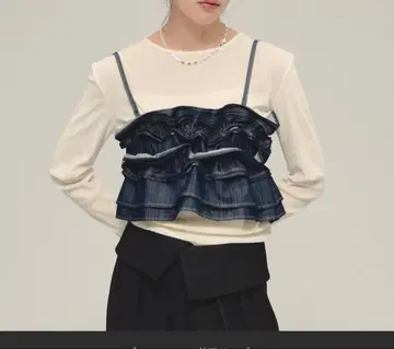 프릴 달린 다크 데님 뷔스티에