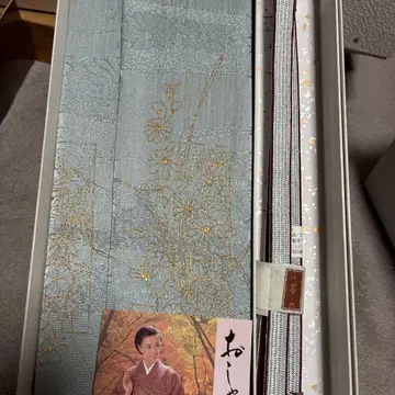 미사용! 스카이블루 오비 장식 천과 허리띠 세트