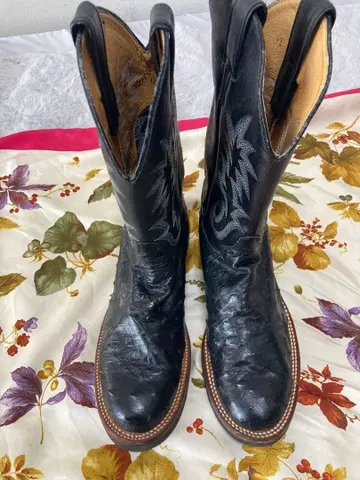 웨스턴 부츠 블랙 가죽 자수