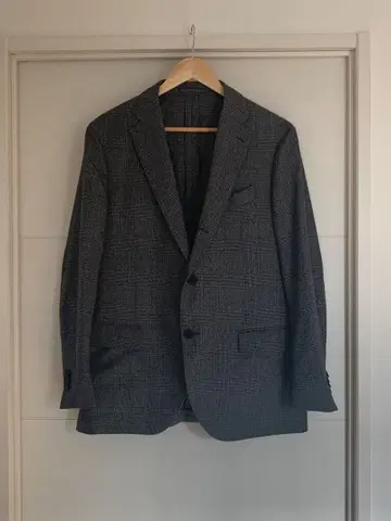 그레이 체크 무늬 테일러드 자켓