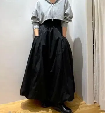 스타일믹서 셔링 포켓 벌룬 스커트 S 블랙