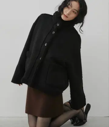 aunt marie's 페이크 무스탕 리버서블 퍼 자켓