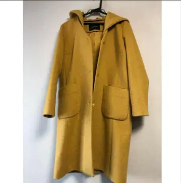 후드 부착 머스타드 롱 코트