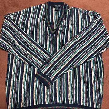 TOSANI 스트라이프 V넥 니트 스웨터