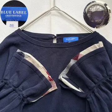 BLUE LABEL CRESTBRIDGE 체크 플레어 블라우스 네이비