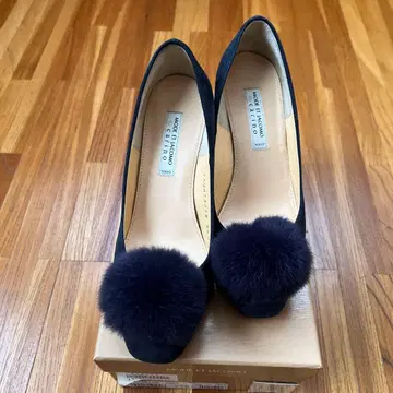 MODE ET JACOMO carino 네이비 퍼 장식 펌프스