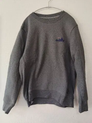 파타고니아 업라이저 그레이 산 로고 자수 크루넥 트레이닝복