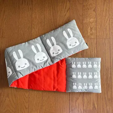 cune 토끼 프린트 충전솜 머플러 그레이 오렌지