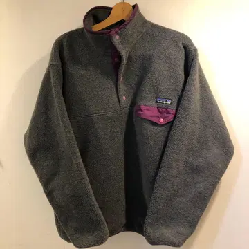 파타고니아 M 스냅T 플리스 그레이 x 퍼플 눈 없음 택