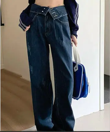 by muni:r 유니크 로우라이즈 핀턱 데님 팬츠