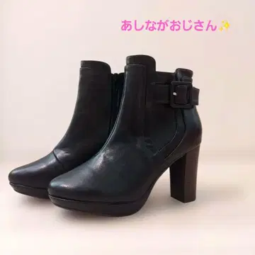 키다리 아저씨 숏부츠 사이드 지퍼 통굽 블랙 23.5