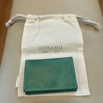 AURAMU 그린 가죽 이단 접이식 지갑