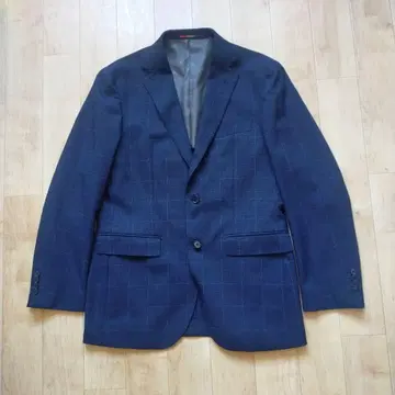 네이비 체크 무늬 비즈니스 자켓