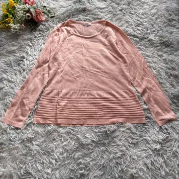 투씨 밑단 절개 시스루 니트 [ L ] 40 핑크 얇은 소재 울 혼방