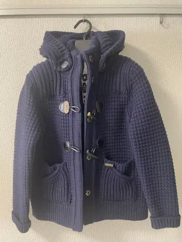 Bark 후드 부착 더플 코트 네이비