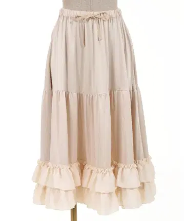 axes femme kawaii 미디 프릴 페치 스커트 아이보리