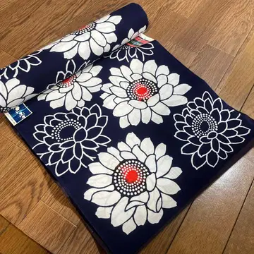 쇼와 레트로 옷감 기모노 유카타 꽃무늬 면 100% 네이비