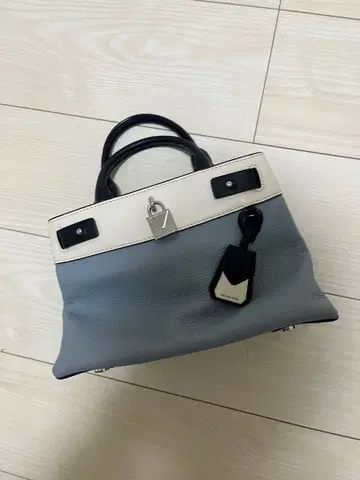 가죽 토트백 그레이/화이트/블랙