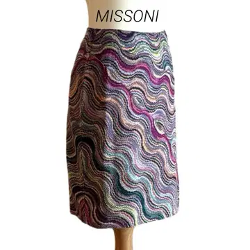 [ MISSONI ] 허리밴딩 웨이브 보더 자카드 니트 스커트