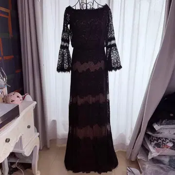 타다시 쇼지 tadashishoji 블랙 레이스 롱 원피스