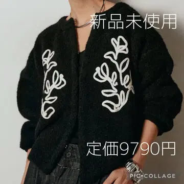 [ 재입고 ] ESICA 에시카 새상품 테이프 자수 가디건 블랙