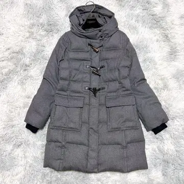 언타이틀 2 더플 다운 코트 그레이 출퇴근 다운 90% 소가죽 끈