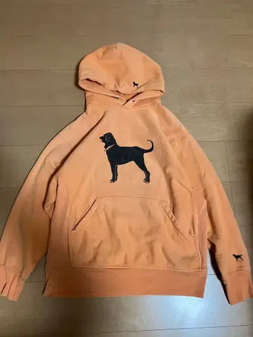 The Black Dog 오렌지 후드티 S 리버스 위브