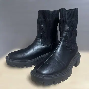 kastane 사이드 고어 부츠 블랙 가죽 니트